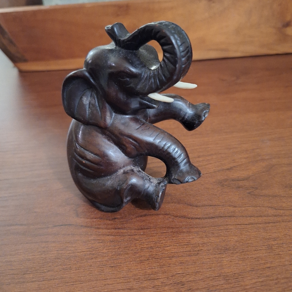 Decorative Brown Elephant Figurine Home Art Sculpture